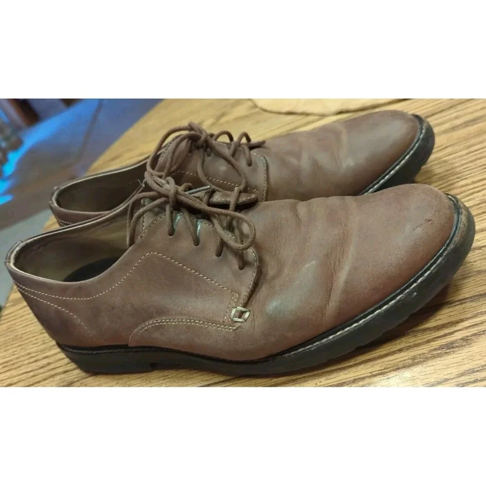LL Bean Brown Leather Loafer Men's US 10.5 D Lace‎ Up Oxford Distressed Shoes